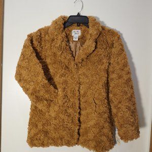 New Colorful Planet Girls Brown Curly Faux Fur Teddy Coat Size L 10-12